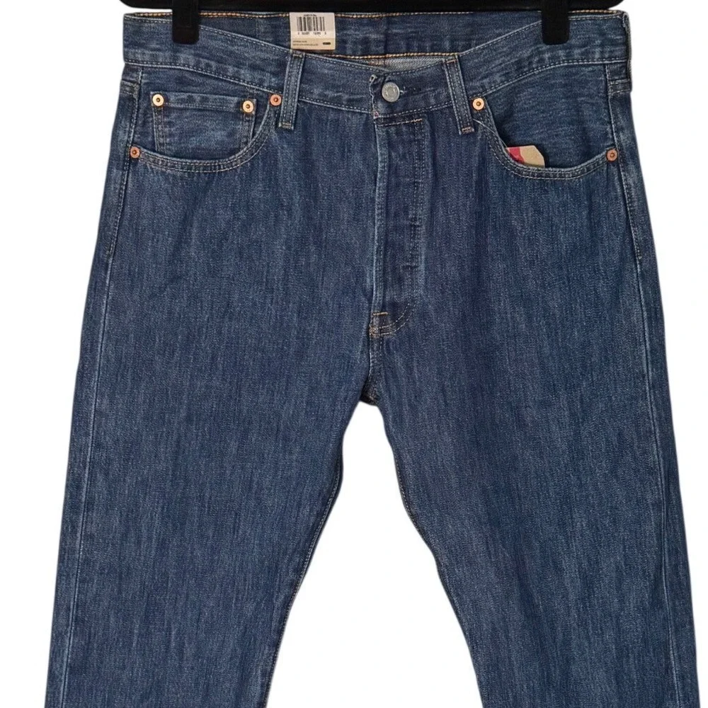 NWT Levis 501 Original‎ Fit Mens Button Fly Jeans Dark Wash 34x32